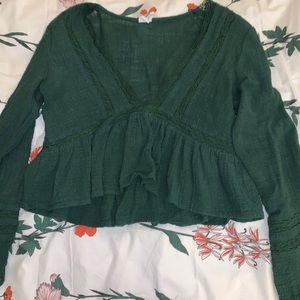 cropped v-neck blouse